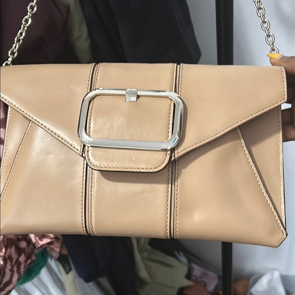 NWT Banana Republic Beige Leather Chain Shoulder Bag - Picture 3 of 6